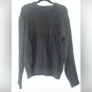 UNTUCKit Men's Charcoal Cable Knit Sweater